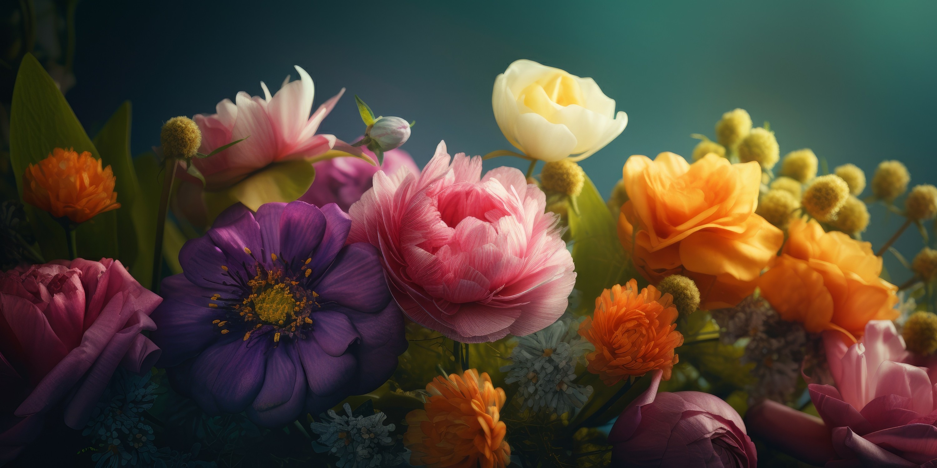 Lively Mother's Day banner with a vibrant spring bouquet